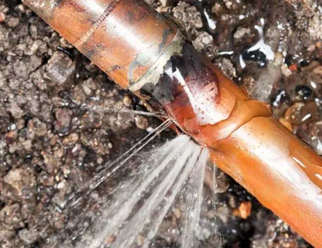 Copper pipe leak repair.